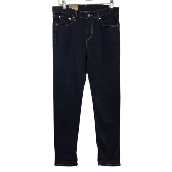 LEVIS Womens Boyfriend Jeans 27 X 30 Mid Rise Dark Wash Tapered Leg NWT - Picture 1 of 8